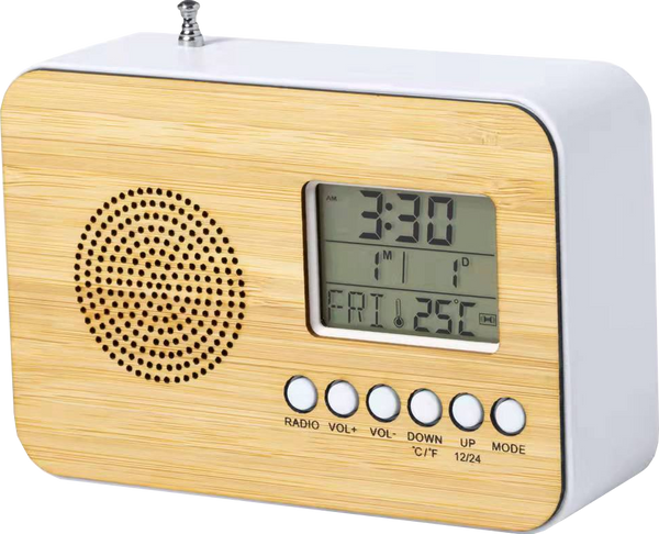 Wellys GD-160643: Bamboo Radio and Alarm Clock