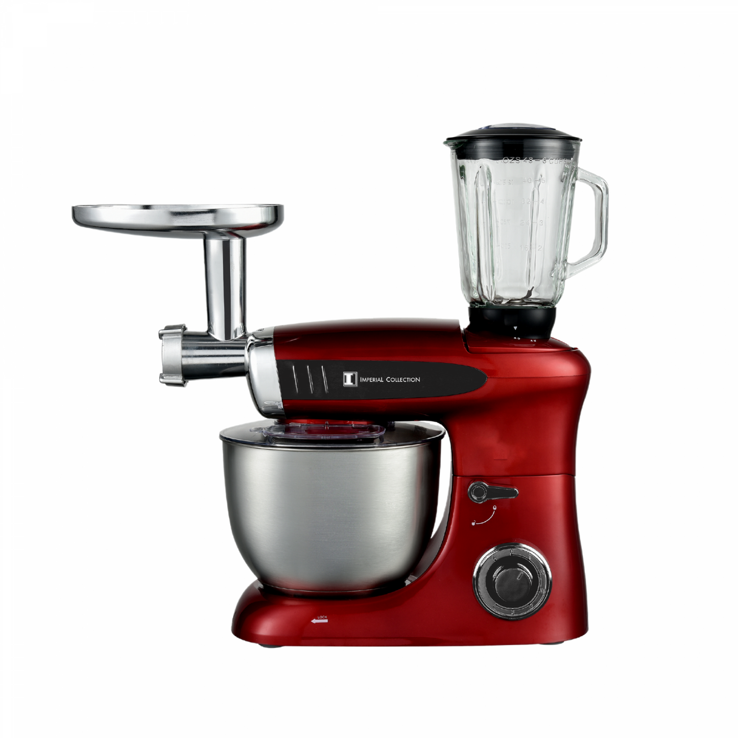 Imperial Collection Multifunctional Stand Mixer, Blender, Meat Grinder Red