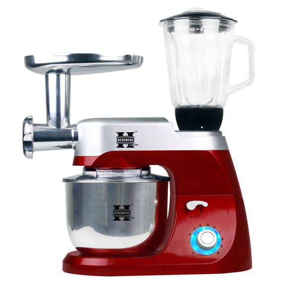 Herzberg HG-5029:3 in 1  800W Stand Mixer With Planetary Beating Action Red