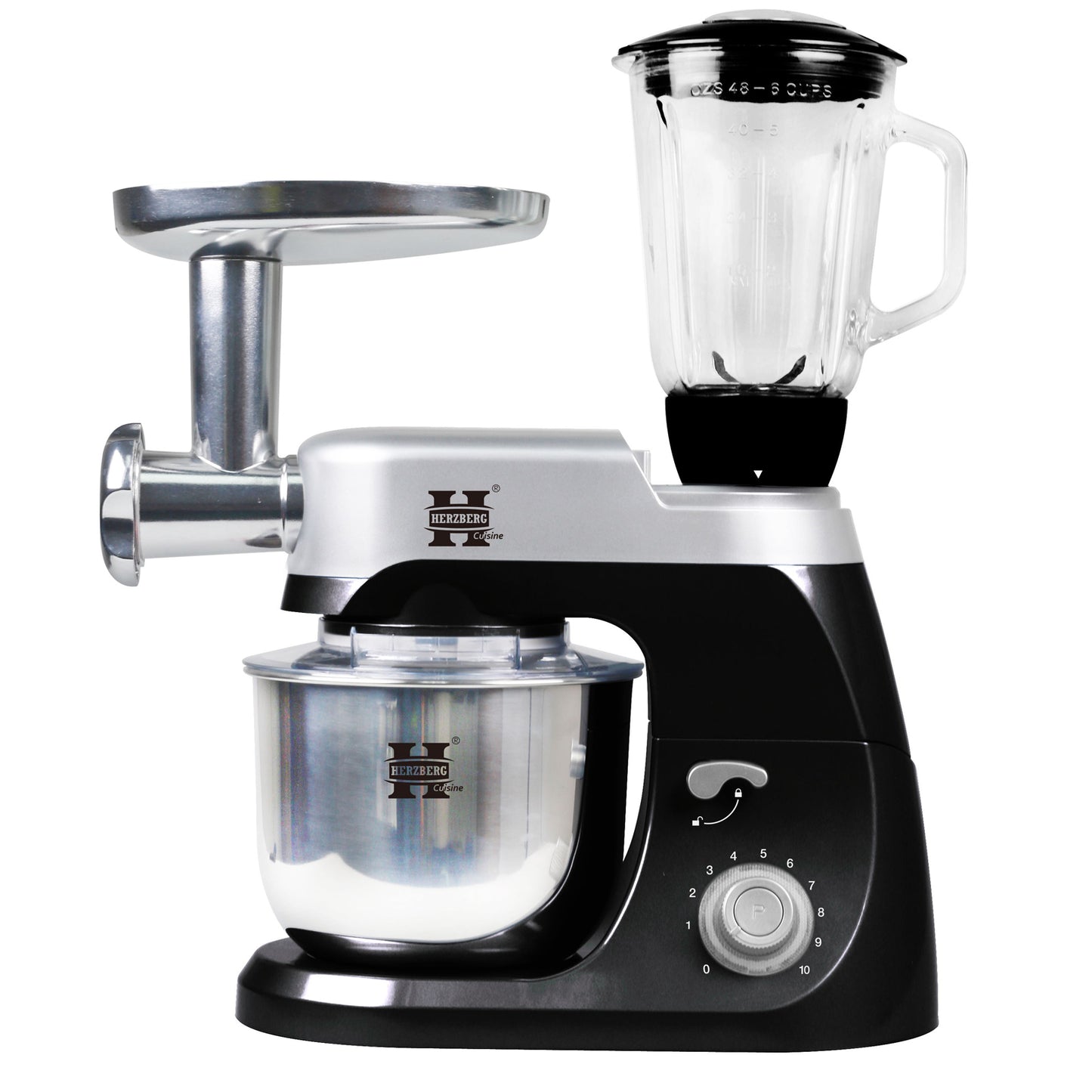 Herzberg HG-5029:3 in 1  800W Stand Mixer With Planetary Beating Action Black