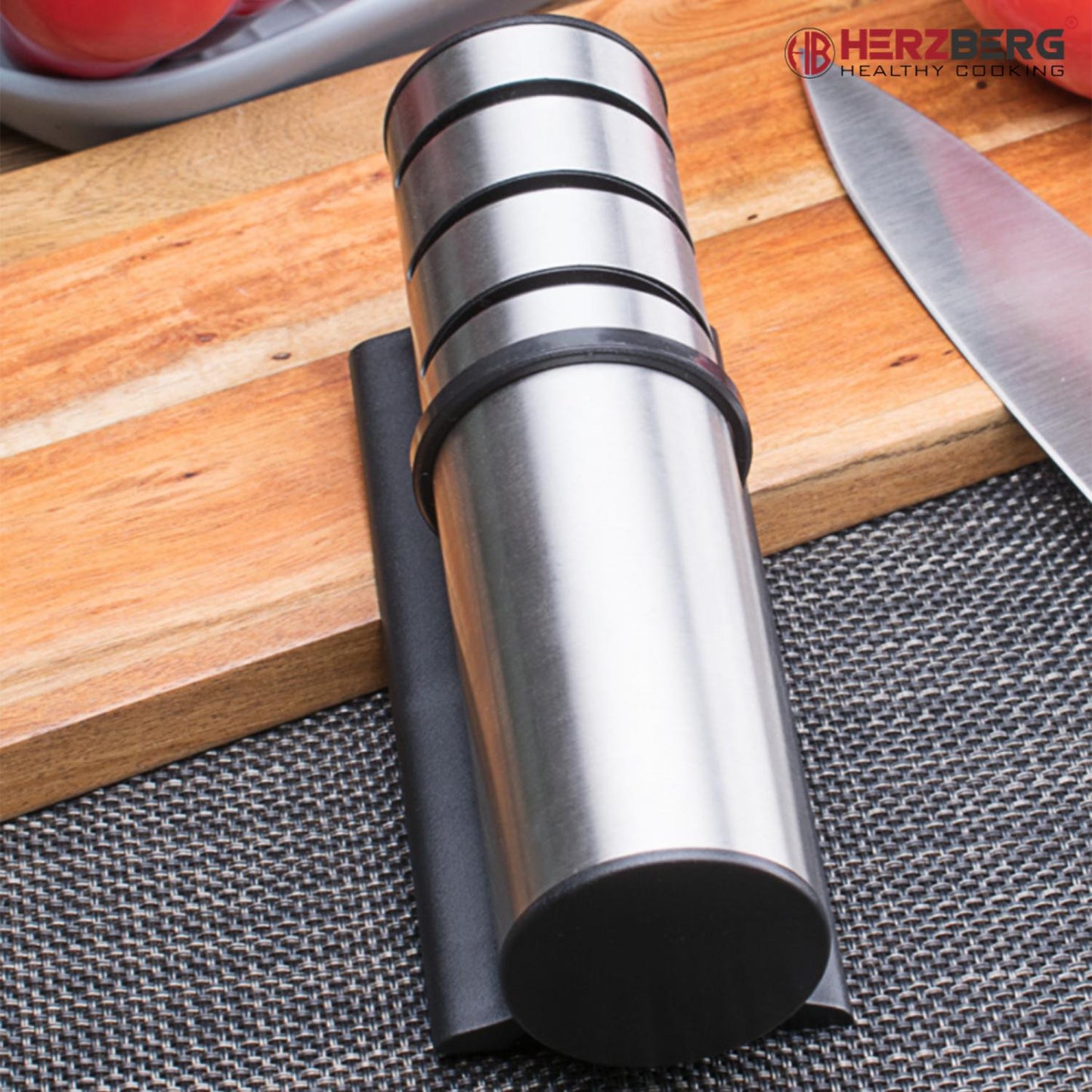 Herzberg Cylinder Stainless Steel Manual Knife sharpener