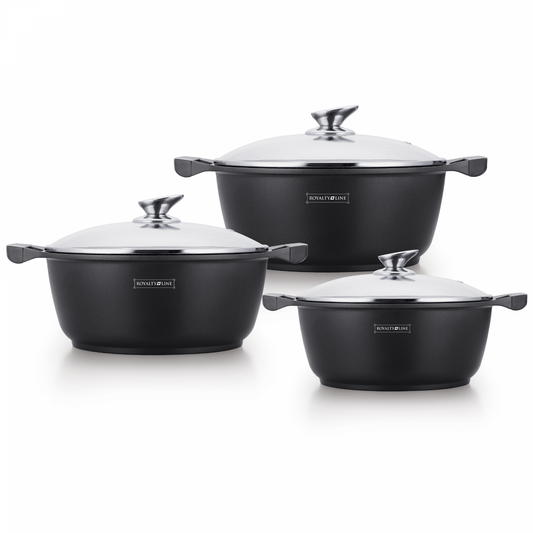 Royalty Line RL-BS1006M: 6 Pieces Non-Stick Marble Coated Casserole Set