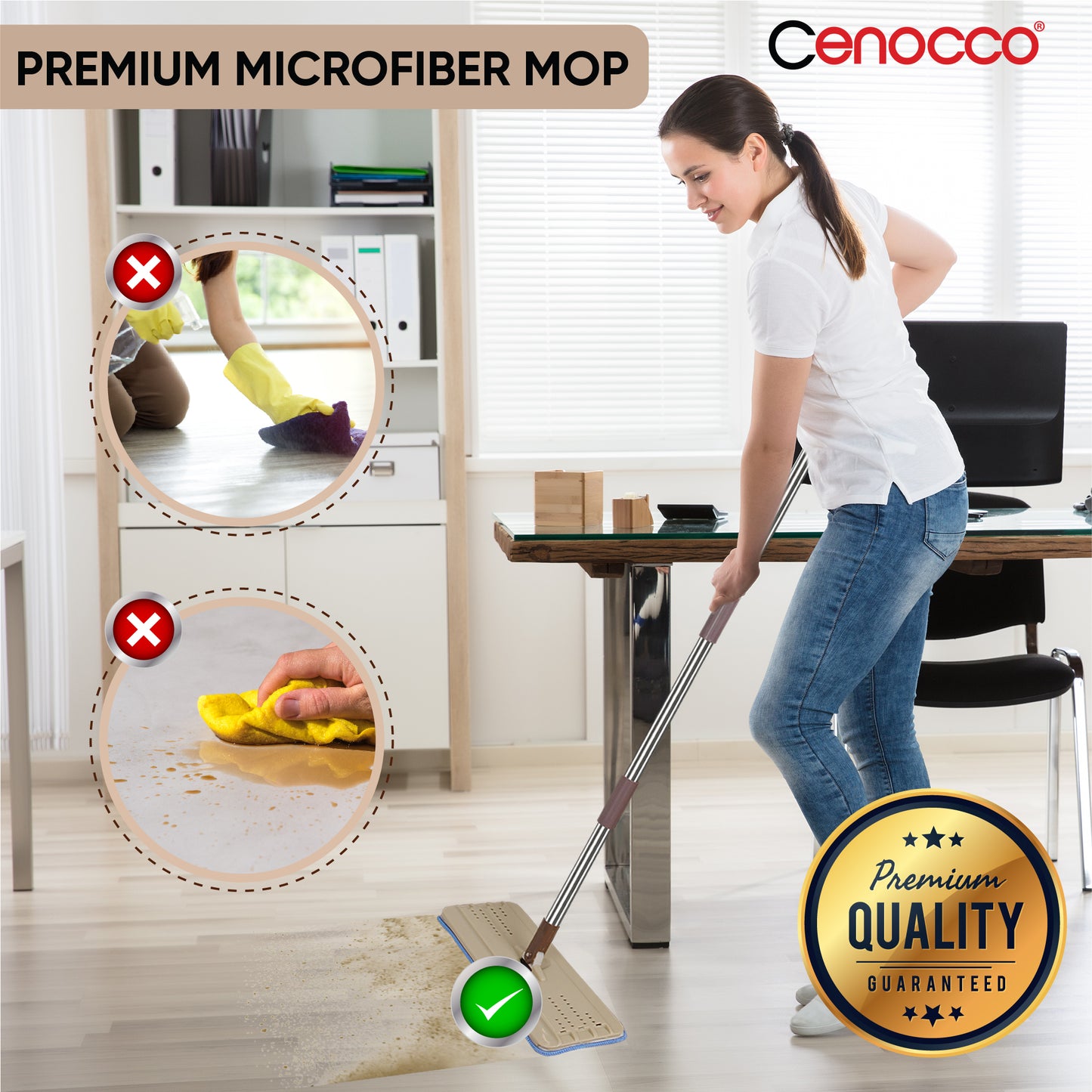 Cenocco CC-9070: Flat Mop with Bucket Brown