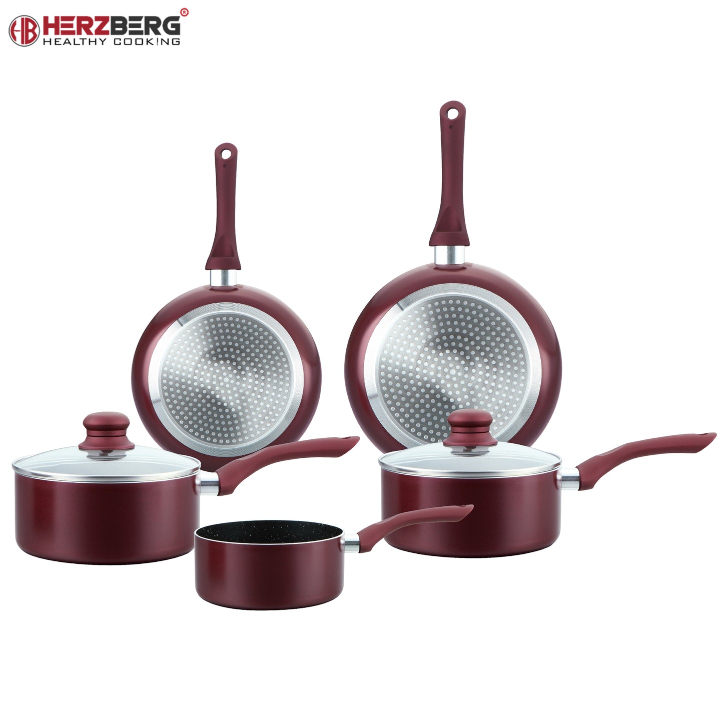 Herzberg 7 delars kokkärl  sats med non-stick stenbeläggning (Silver)
