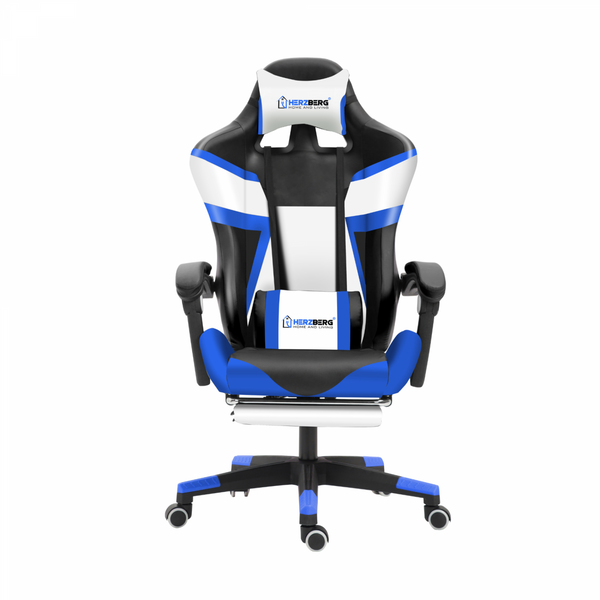 Herzberg HG-8082: Trefärgad spel- och kontorsstol med T-formad Accent Blue