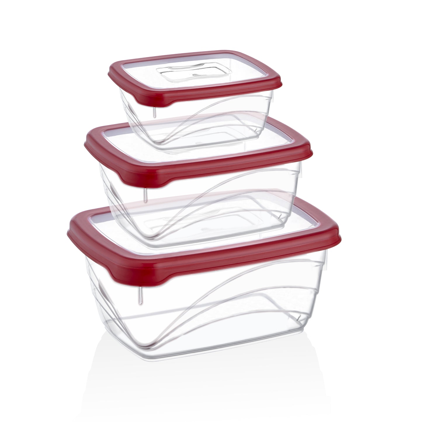 Förvaringsbehållare för mat - 3-delar (Röd)