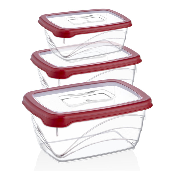 Förvaringsbehållare för mat extra djup - 3-delar (Röd)