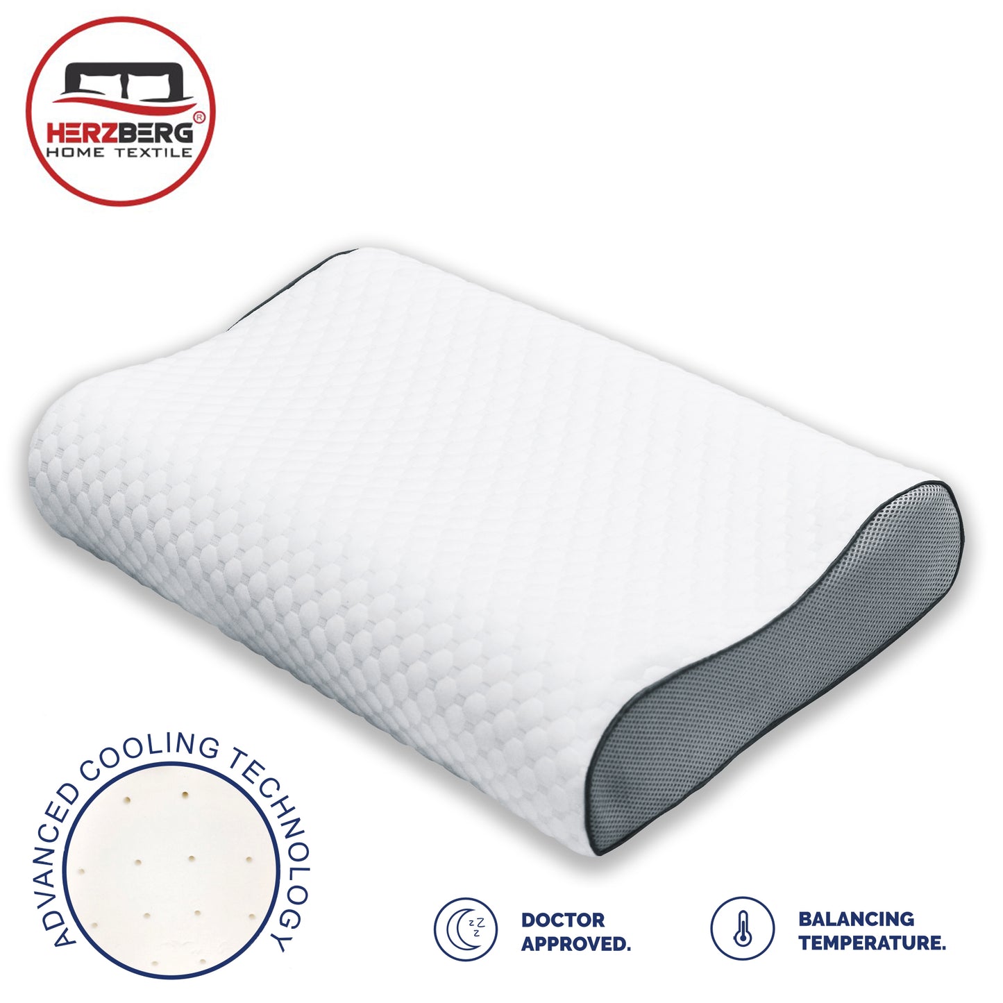 Herzberg HG-6412H0: Contour Memory Foam Pillow