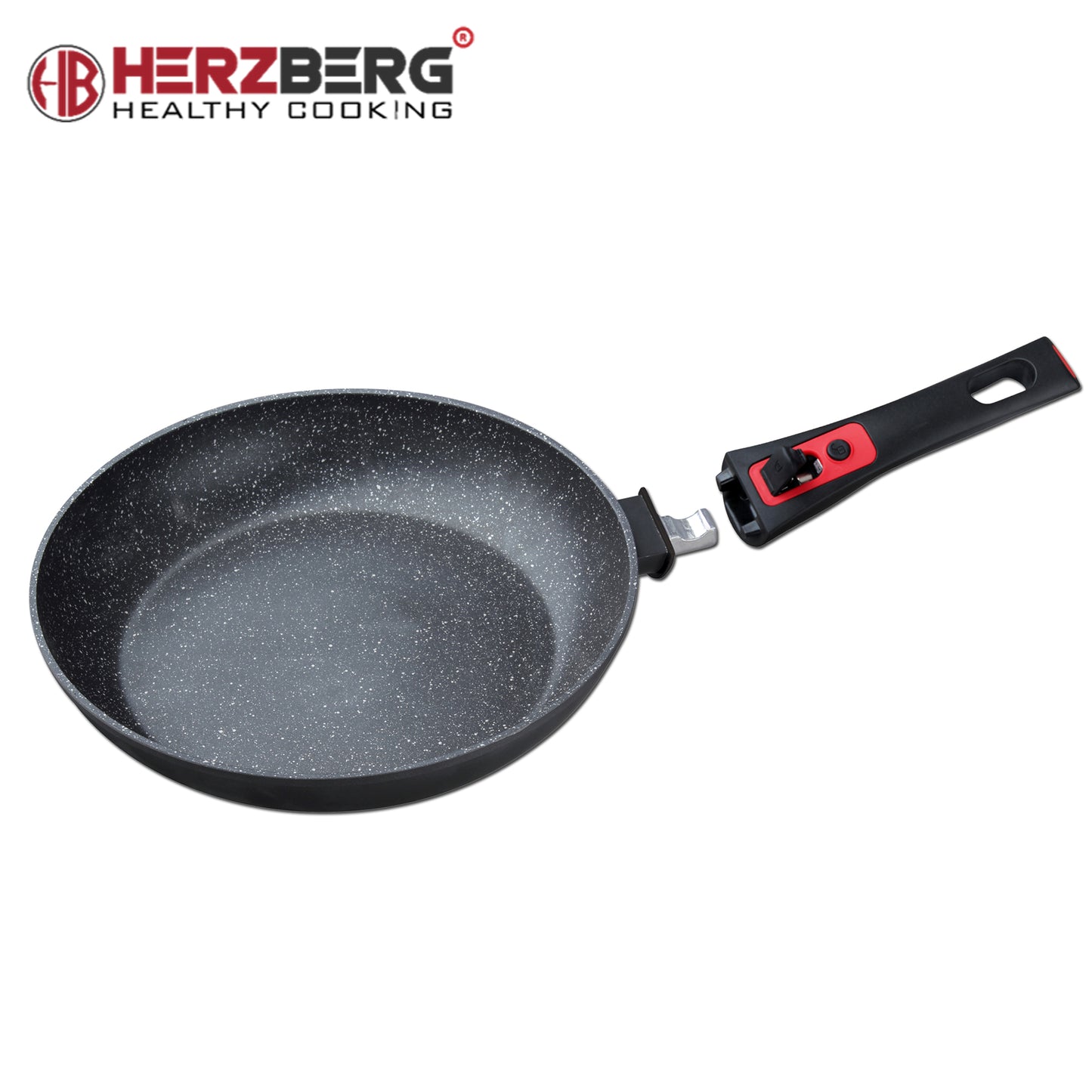 Herzberg HG-7022FP: Marmorbelagd stekpanna med avtagbart handtag - 22 cm