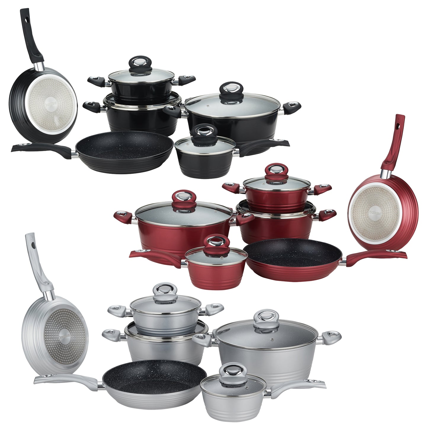 Herzberg 10 Pieces Forged Cookware Set Gray