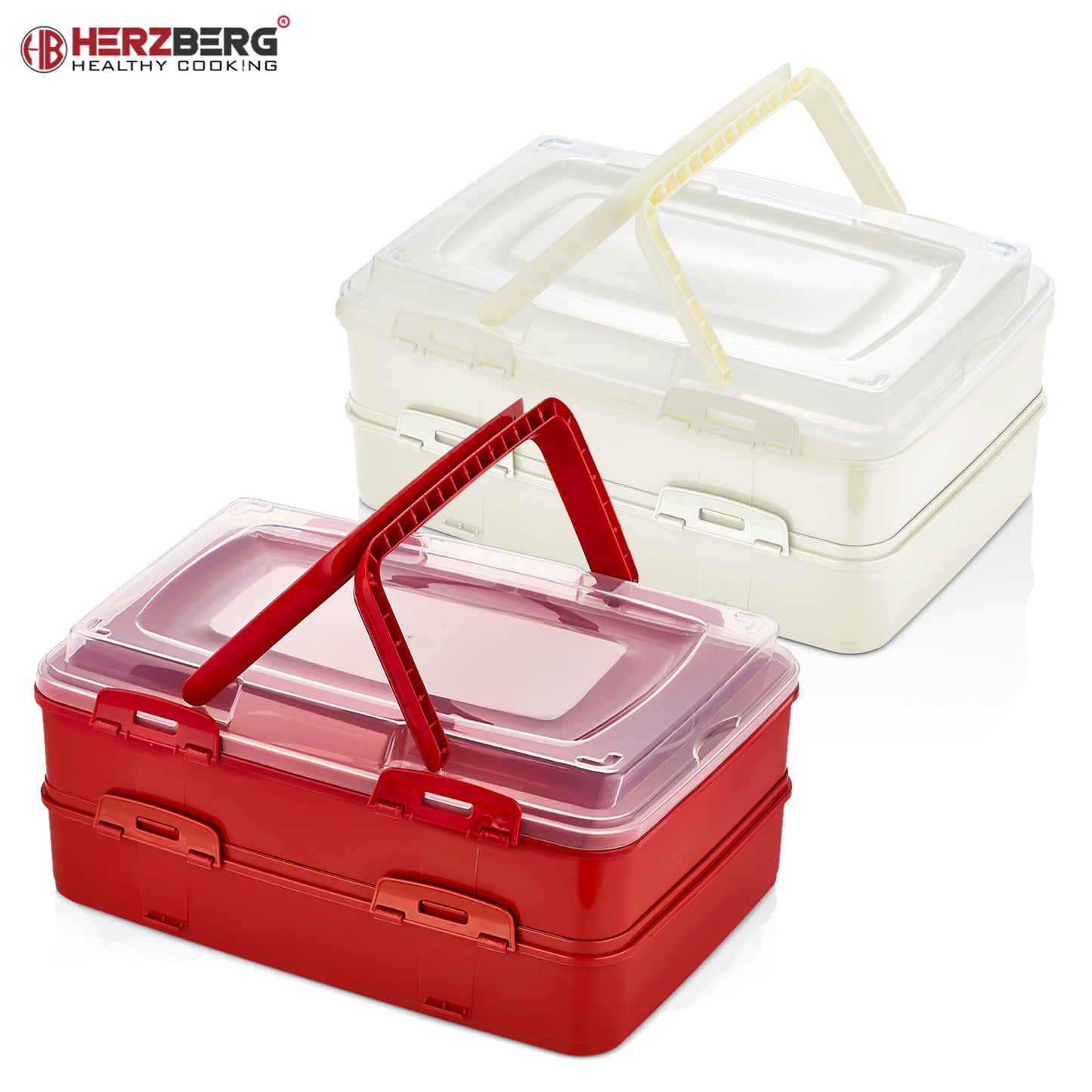 Herzberg Duplex Takeaway Pastry Carrying Box Red