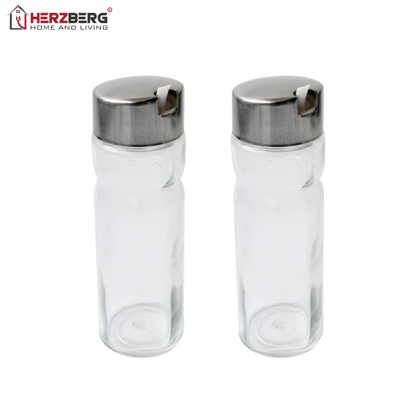 Herzbergb Stainless Steel Spice Rack with 4 Glass Jar Set