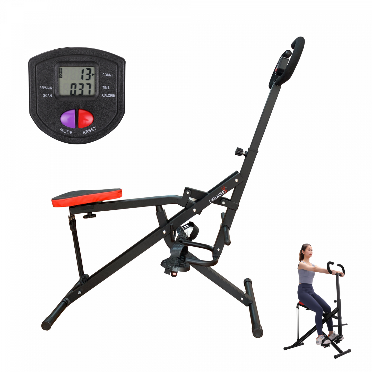 I-Kracht Total Fitness Crunch with Digital Monitor Black