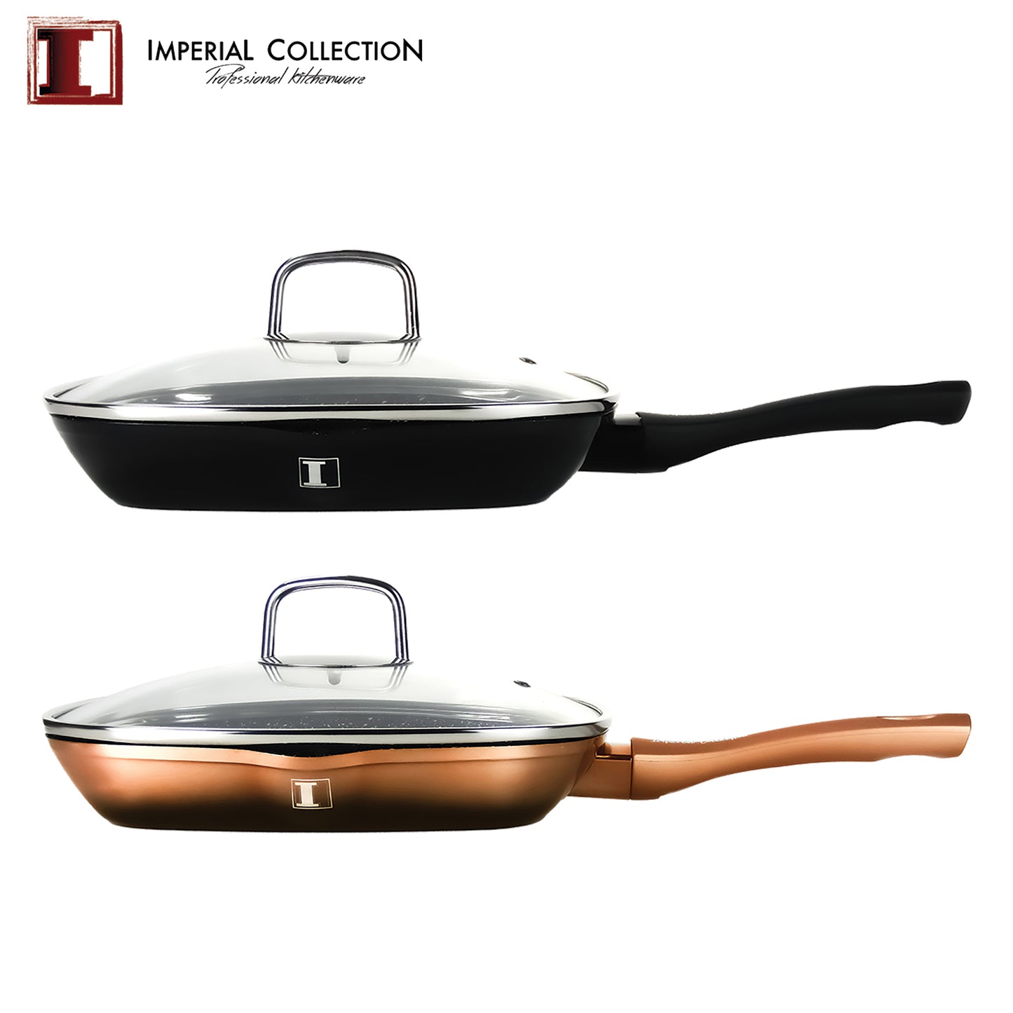 Imperial Collection 28cm Marble Coated Grill Pan Black