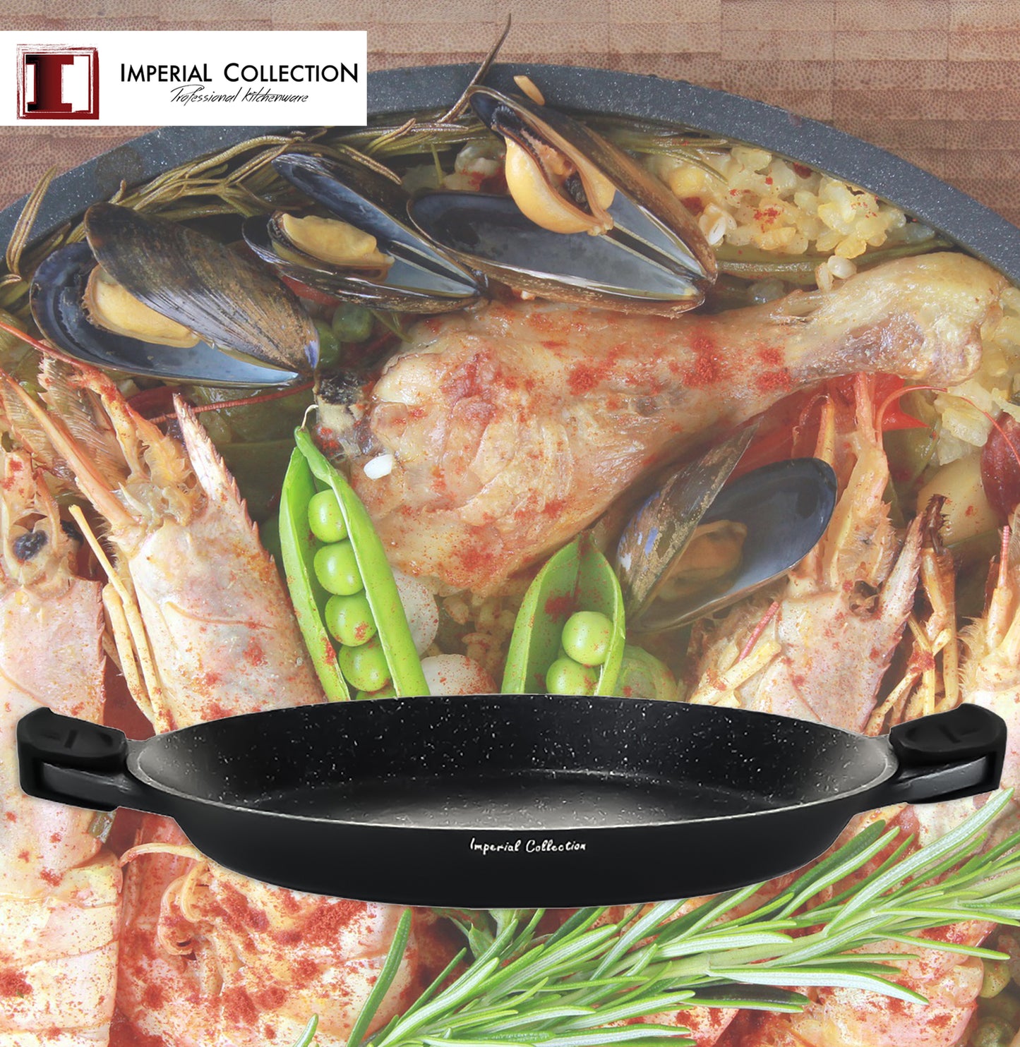 Imperial Collection 36cm Paella Pan with Silicone Handles