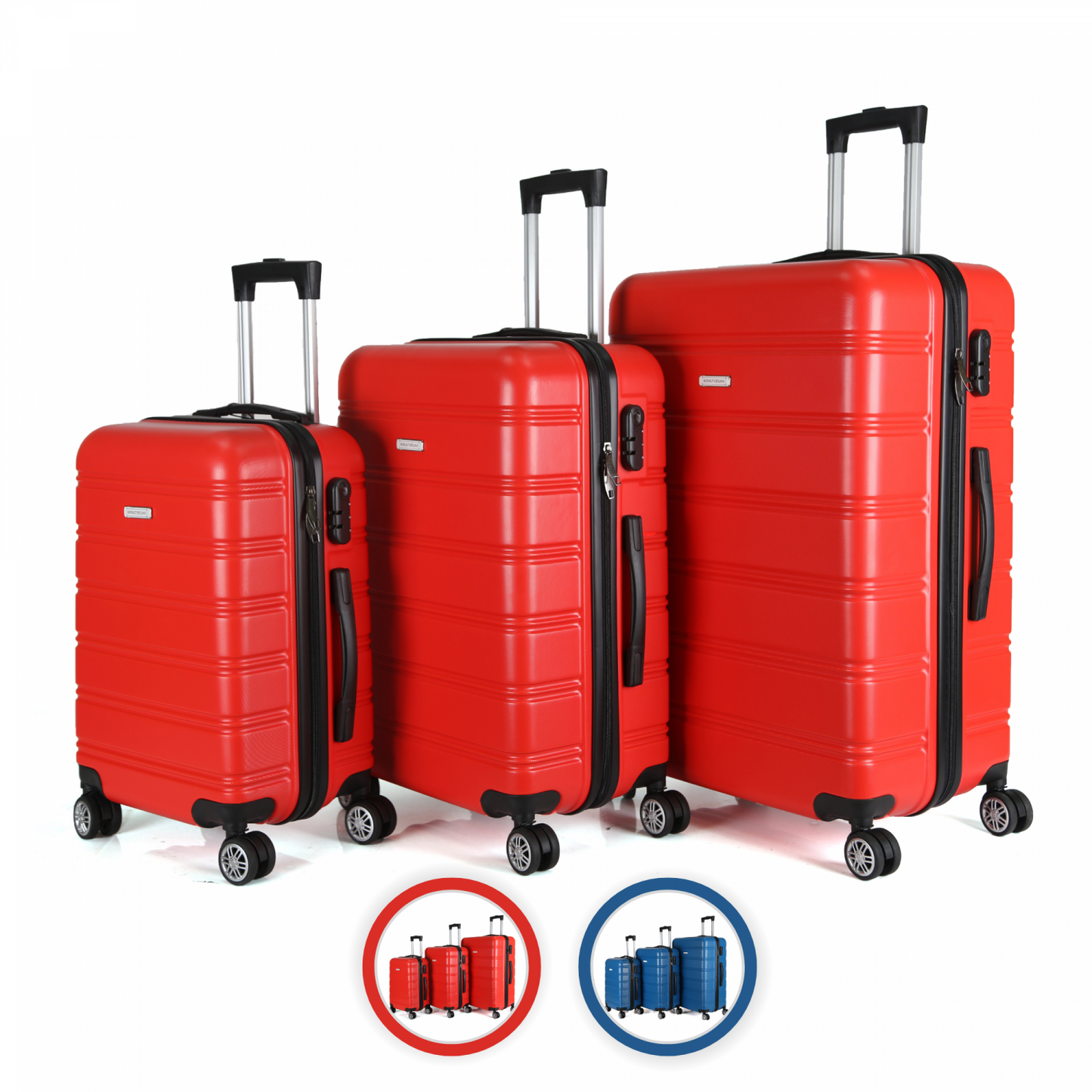Royalty Line RL-LTS18705: Set of 3 Heavy-Duty Travel Suitcases Blue