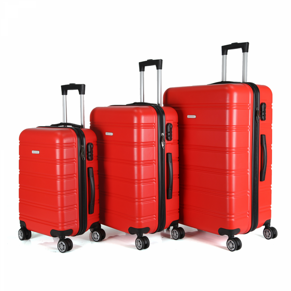 Royalty Line RL-LTS18705: Set of 3 Heavy-Duty Travel Suitcases Red
