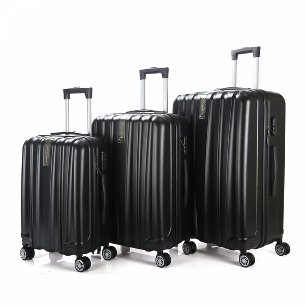 Royalty Line RL-LTS18706: Set of 3 Heavy-Duty Travel Suitcases Black