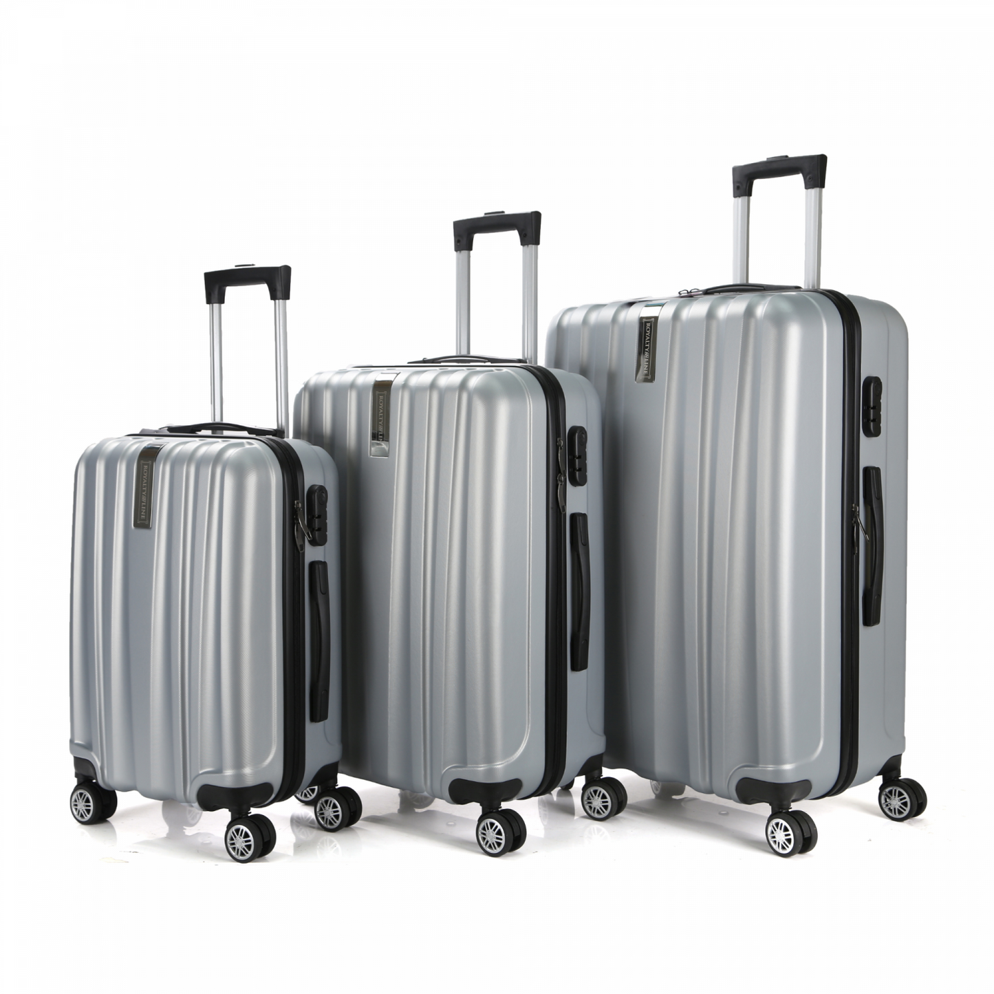Royalty Line RL-LTS18706: Set of 3 Heavy-Duty Travel Suitcases Gray
