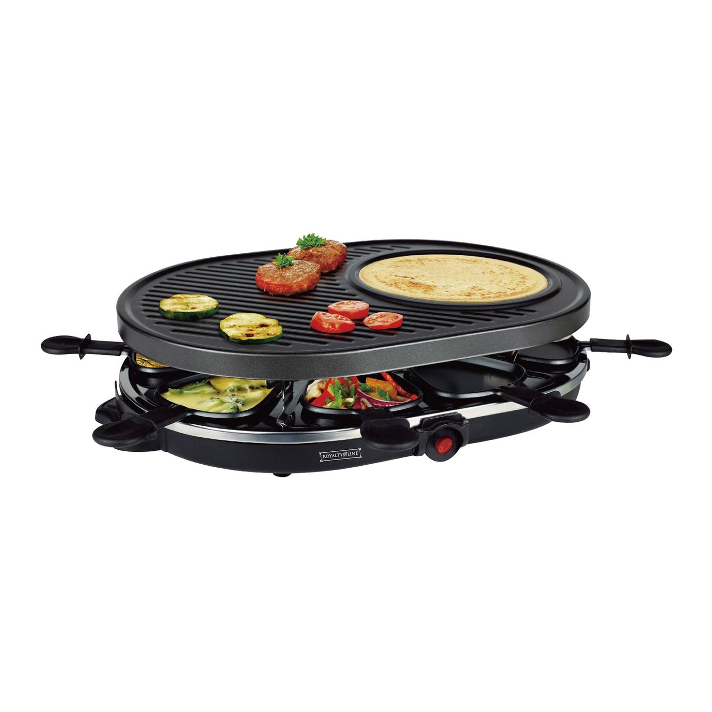 Royalty Line 2 in 1 Electric Grill with 8 Pieces Raclette