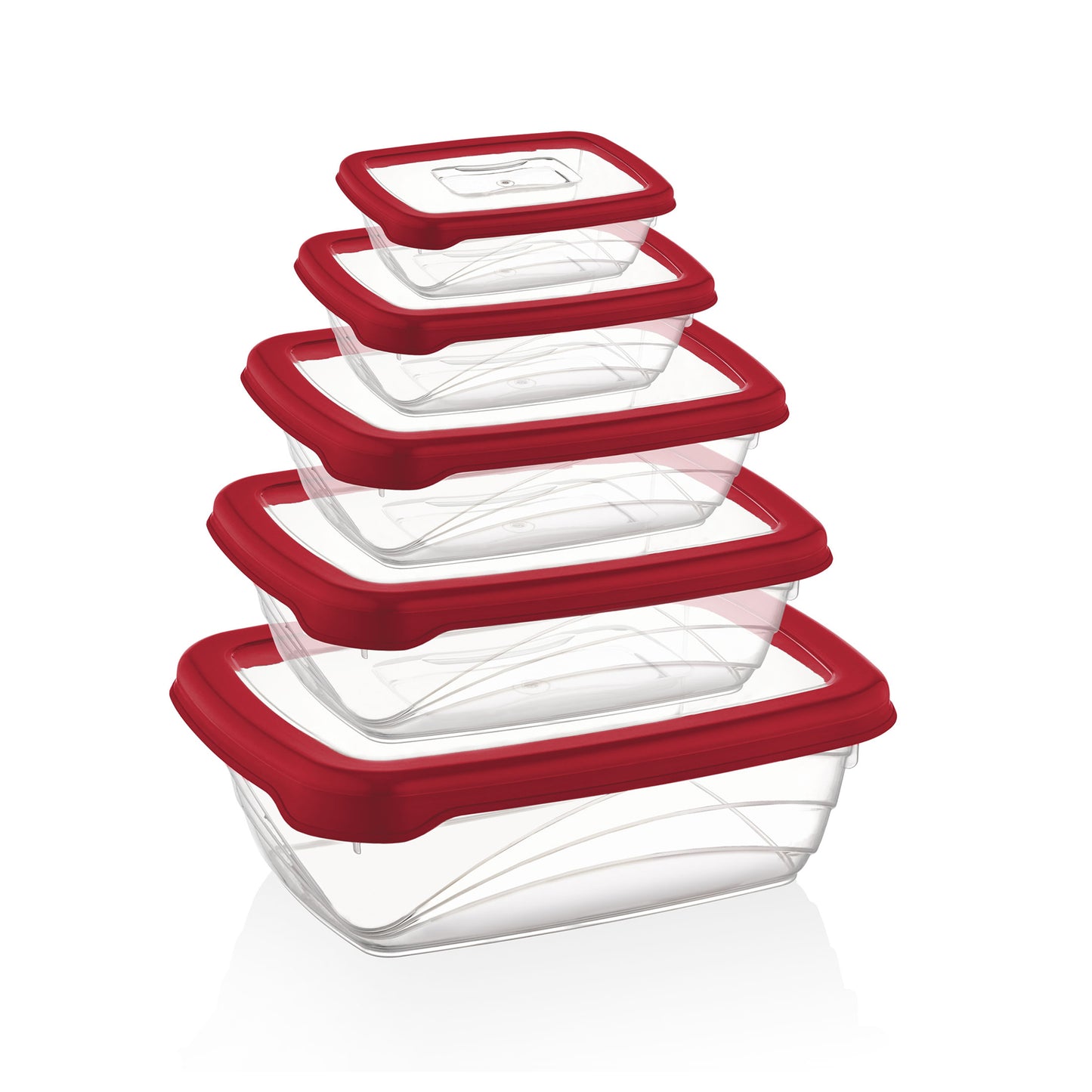Förvaringsbehållare för mat - 5-delar (Röd)