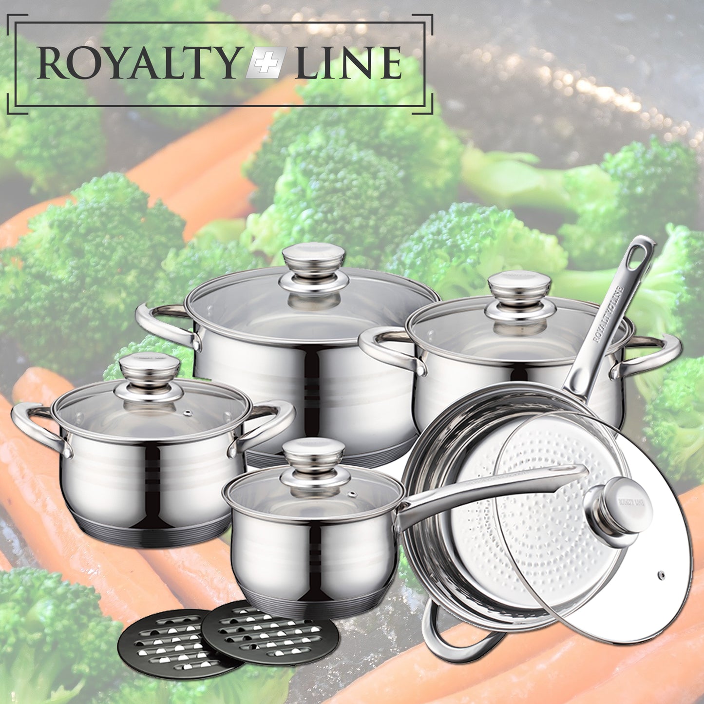 Royalty Line RL-1232: 12 Pieces Stainless Cookware Set