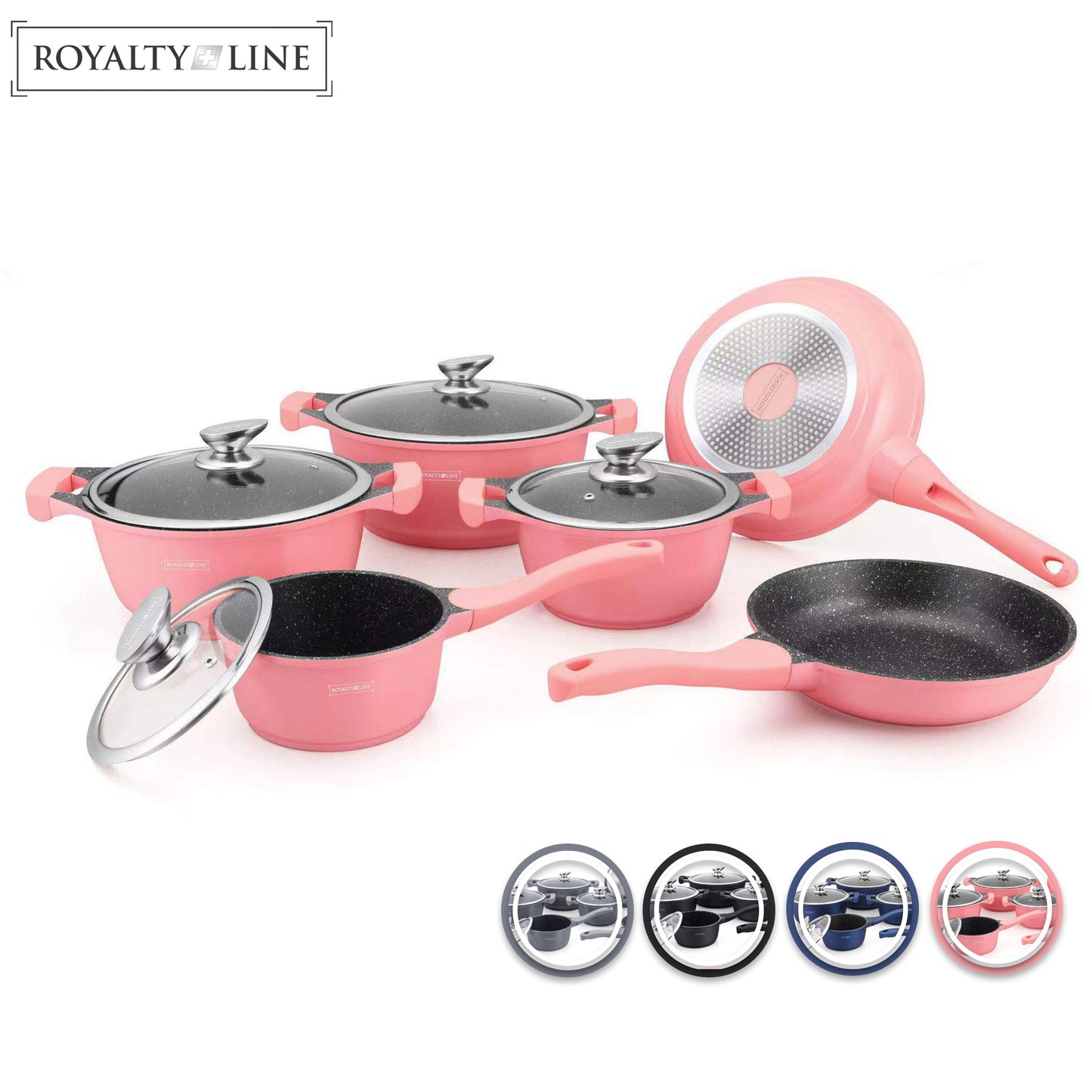 Royalty Line 10 Pieces Pot with Ceramic Coating Gray